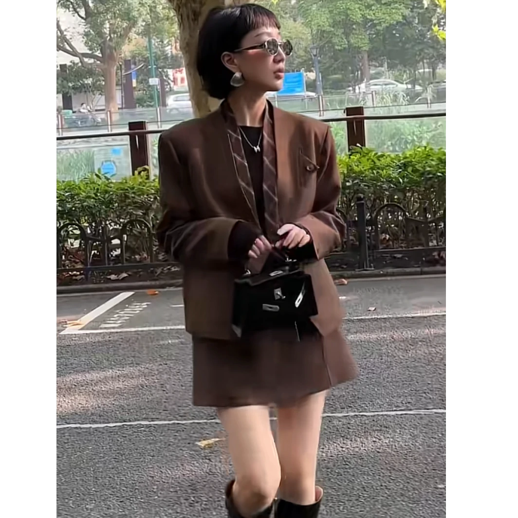 XIAOBAI秋冬轻奢西装套装气质时尚休闲百搭小众设计师韩版