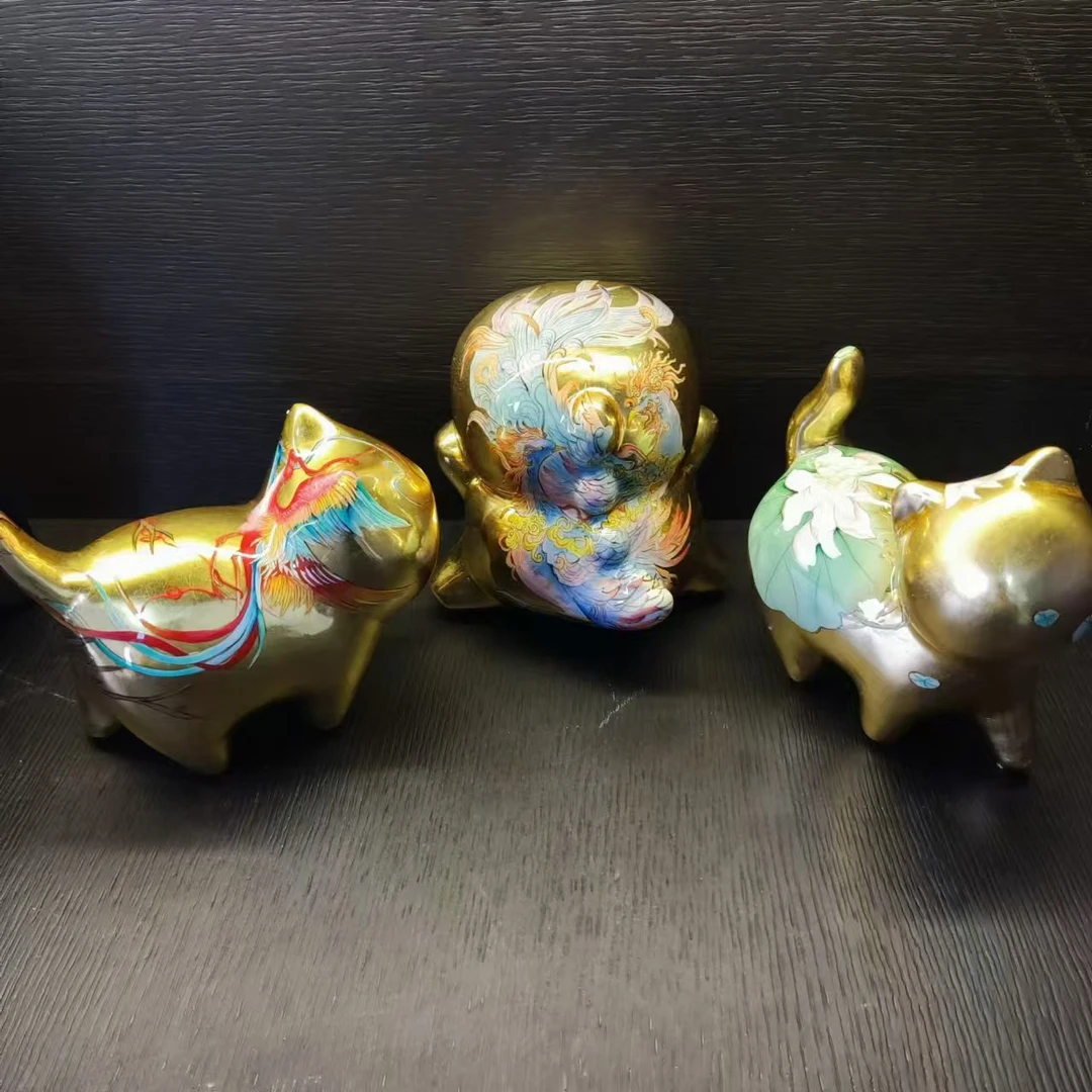 【金箔大漆宋画款】手工檀木原创设计摆件猫猫专拍链接