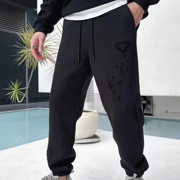 22009秋冬款三角标 400克重磅毛圈棉 手工烧花磨破【卫裤】