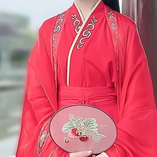 赭颜汉服问灵儿重工刺绣宋制对交穿传统上杉日常齐腰上衣男女同款