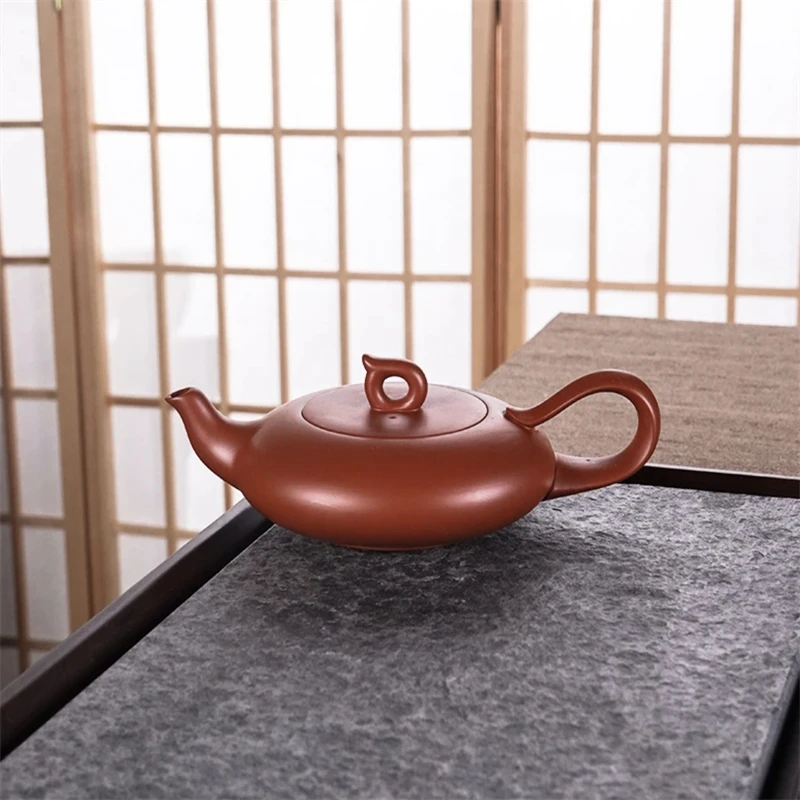 正宗朱泥大红袍扁壶平步青云手工茶具 茶器00