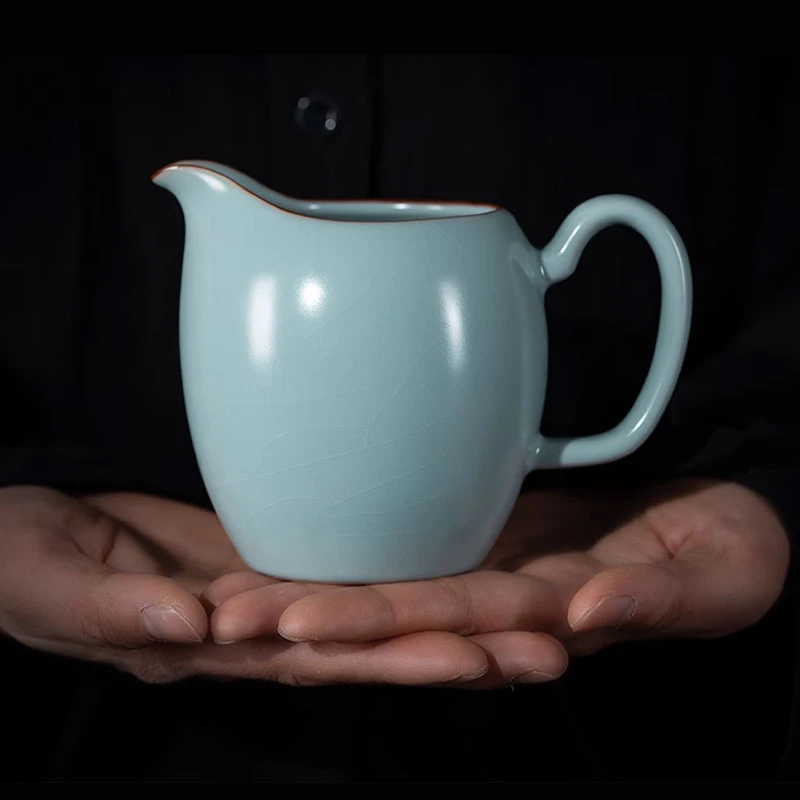 天青色汝窑大号公道杯茶海陶瓷功夫茶具泡专用分茶器均杯汝瓷开片