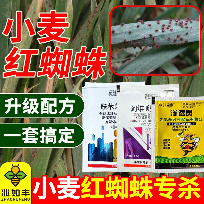 兆如丰小麦红蜘蛛蚜虫专用杀虫组合升级配方耐低温复配杀虫剂