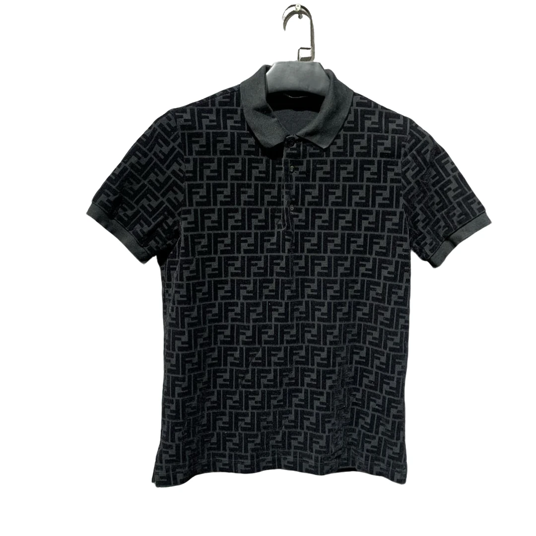 99新仅试穿/【Fendi】芬迪 植绒满印polo衫/S码 公价6400/Y9234312