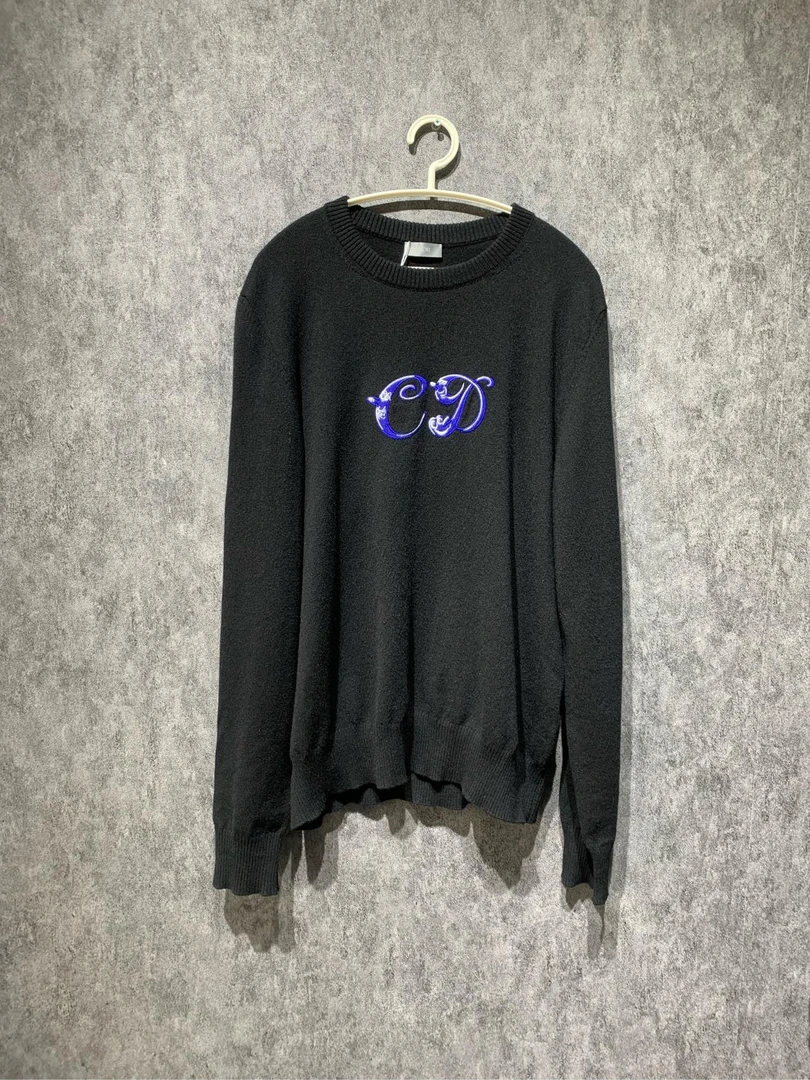 全新未使用 /【Dior】艺术家联名CD刺绣黑色毛衣 /XL码/公价16800