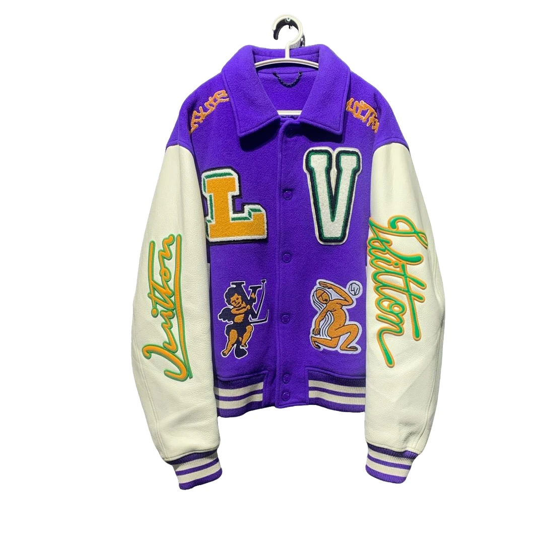 全新仅试穿/【LV】紫色丘比特 皮袖棒球服/52码/公价47000/Y8633729