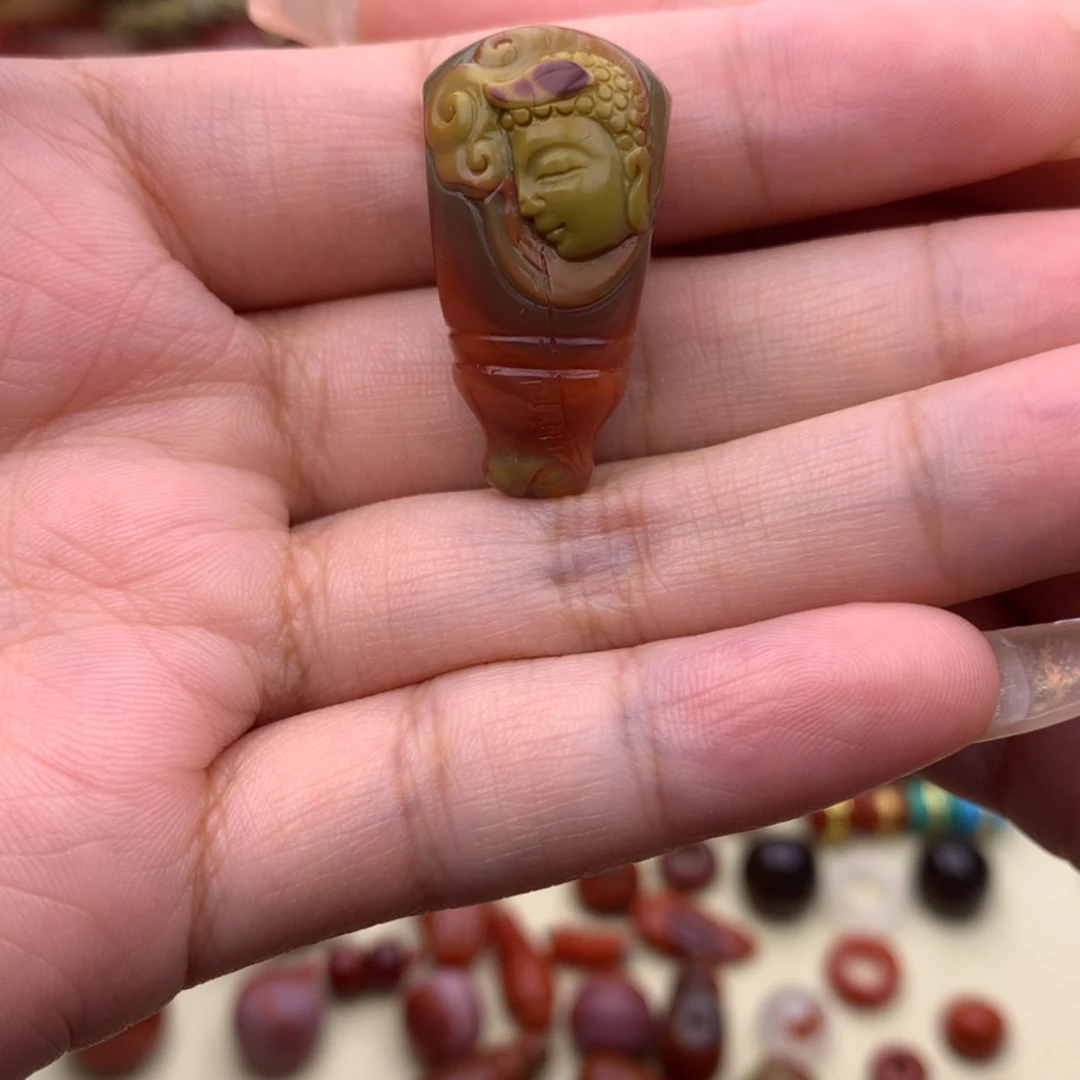 【闪购商品】南红玛瑙15+包浆三通未镶嵌李*荳