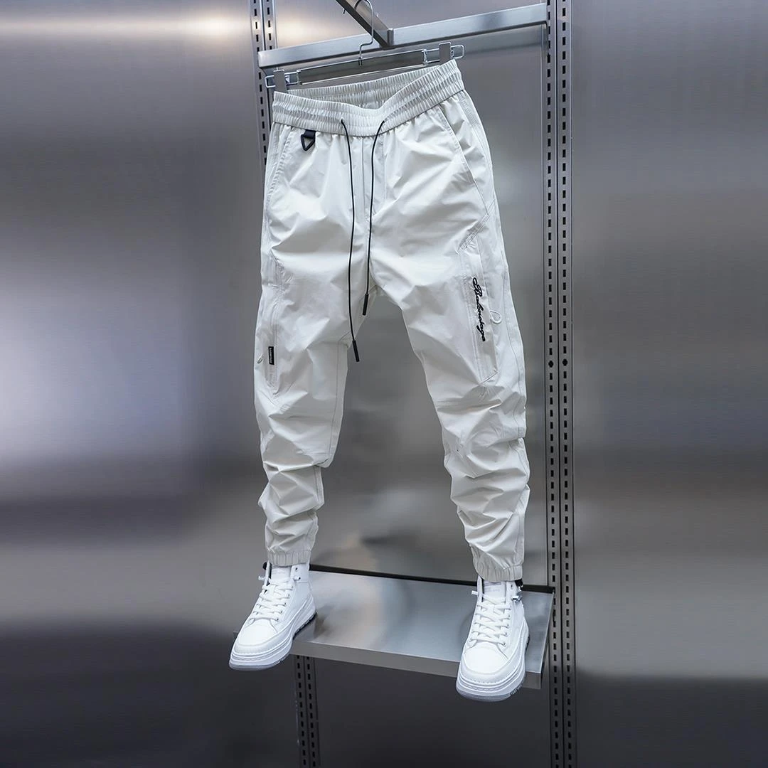 维多利亚男士夏季薄款休闲裤纯色口袋束脚裤弹力松紧腰小脚哈伦裤