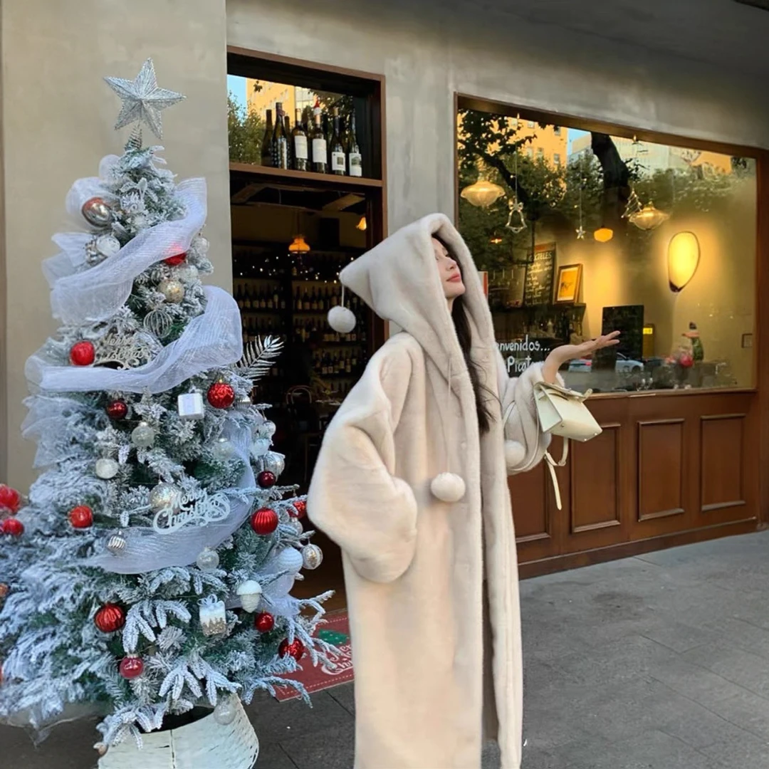 秋冬新款巫师帽连帽防貂绒女款慵懒风冬季加厚保暖百搭时尚外套