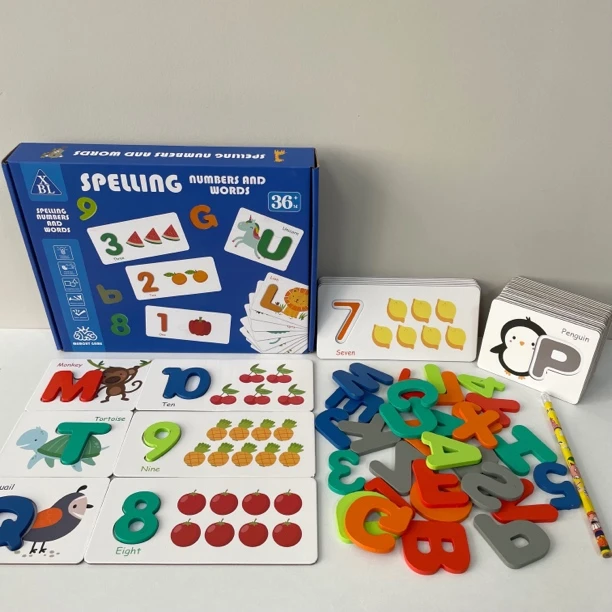 蒙氏认知字母拼图卡片数字配对单词木制  2-3-4岁儿童益智力玩具