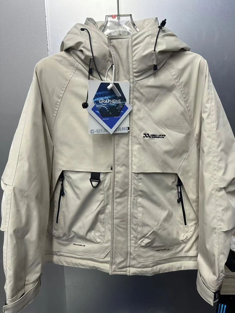 66226白【山坞以咖】2024冬季新款撞色蓄热温度计潮流情侣款外套