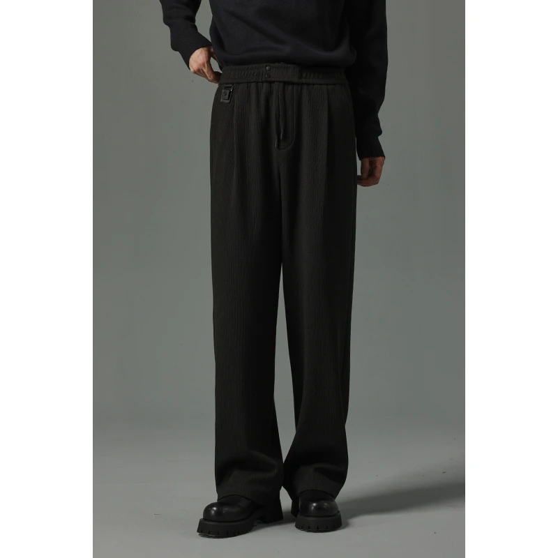 【磨毛拉绒】秋冬新款男士休闲裤宽松垂感纯色百搭设计感时尚长裤男