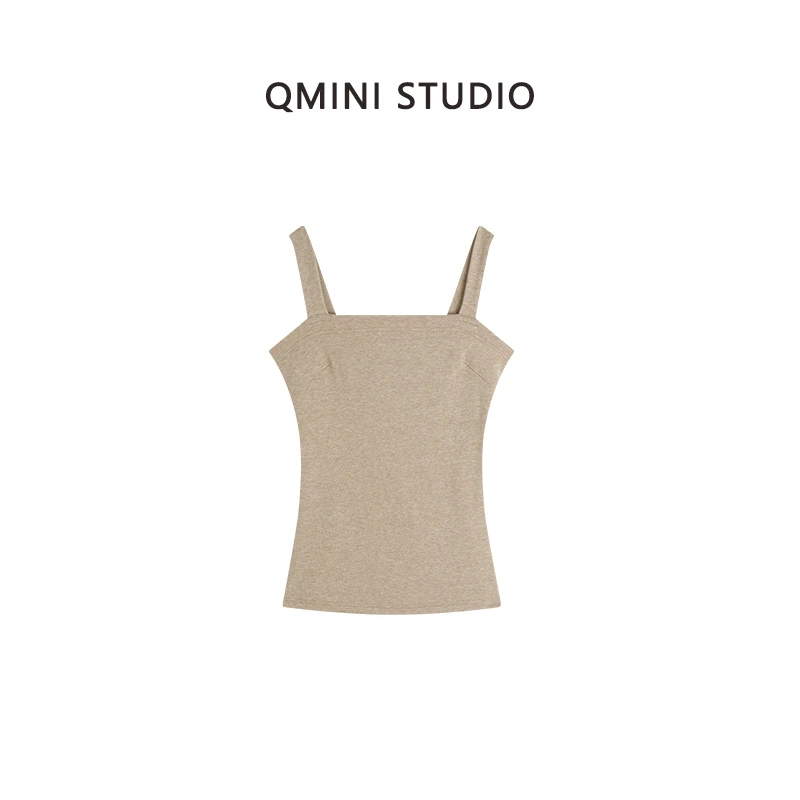 Qmini莹莹【纸片人】针织吊带开叉上衣 YX24B0003