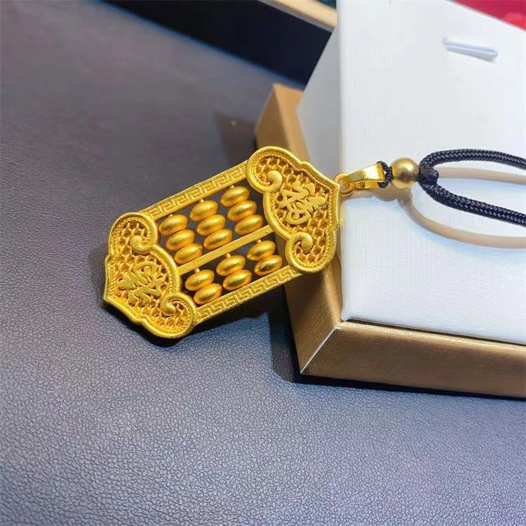 铜合金布艺项链 【精工版福字算盘项链】精美珠子可转动算盘项链