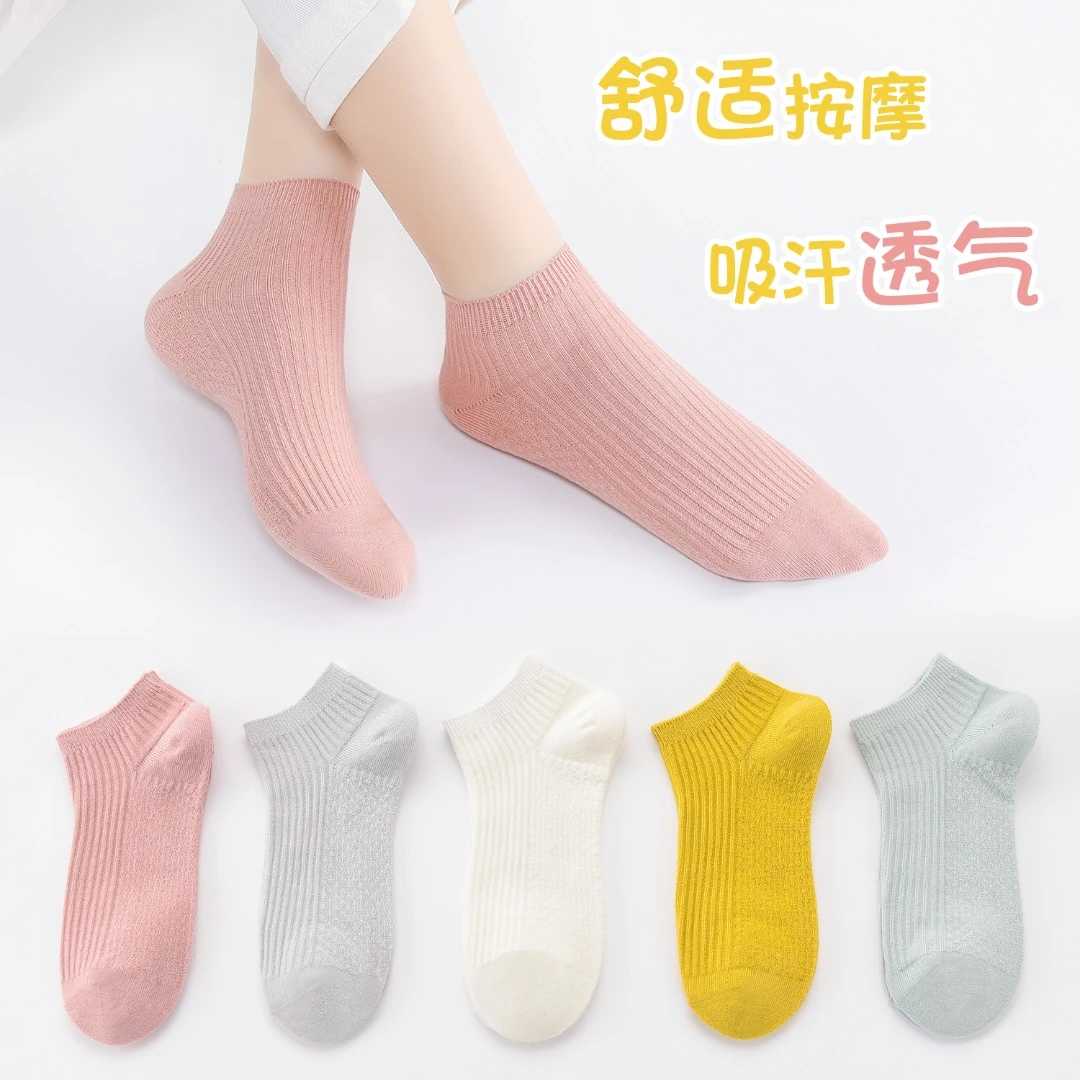 女士袜轻奢双针短袜休闲商务船袜纯色棉袜秋款女短棉袜子VA-68