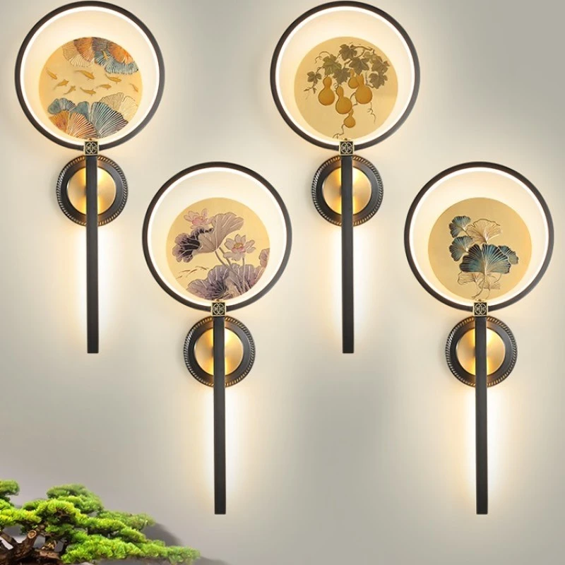 新中式客厅高级感壁灯过道灯创意墙灯走廊墙壁灯卧室壁灯过道壁灯