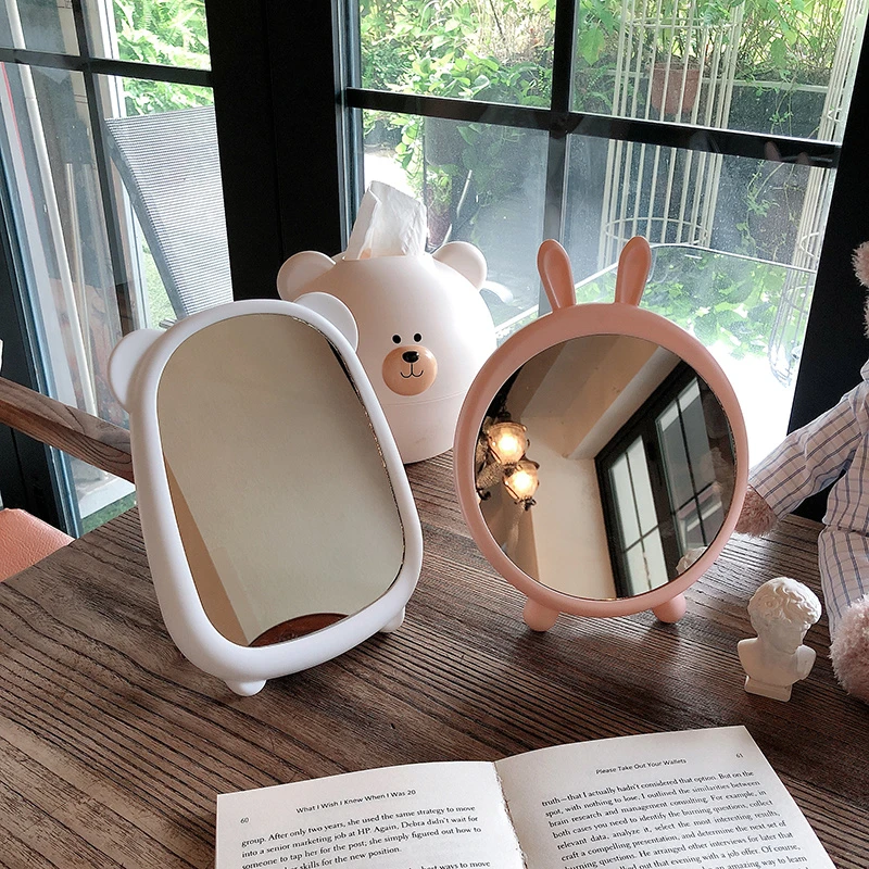 少女心桌面台式化妆镜网红ins风学生宿舍家用小型镜子公主梳妆镜