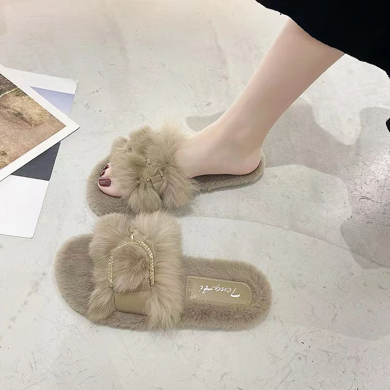 毛毛拖鞋女外穿2025秋冬新款网红ins居家软底棉拖鞋厚底防滑百搭