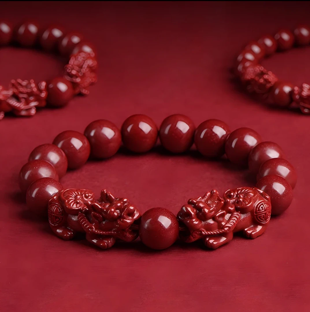 含辰砂工艺品精选辰砂朱砂双貔貅手链（嘉诚精选）贰