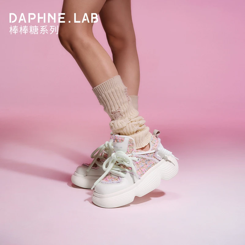 【泫雅同款】DAPHNELAB达芙妮棒棒糖小皮鞋24百搭厚底双鞋带休闲鞋