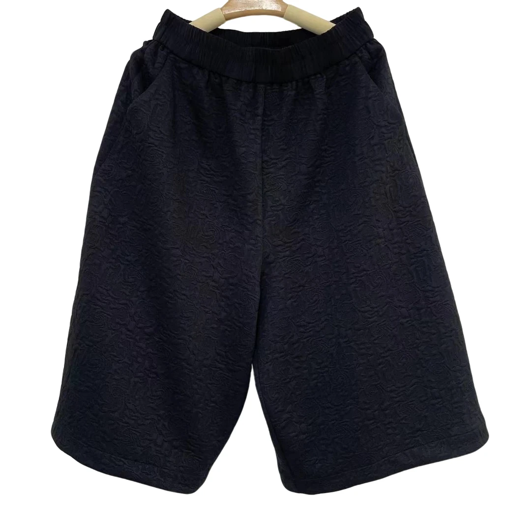 恬小霓（玲玲姐精选）5092/七分裤/黑色/杭棉提花/松紧腰