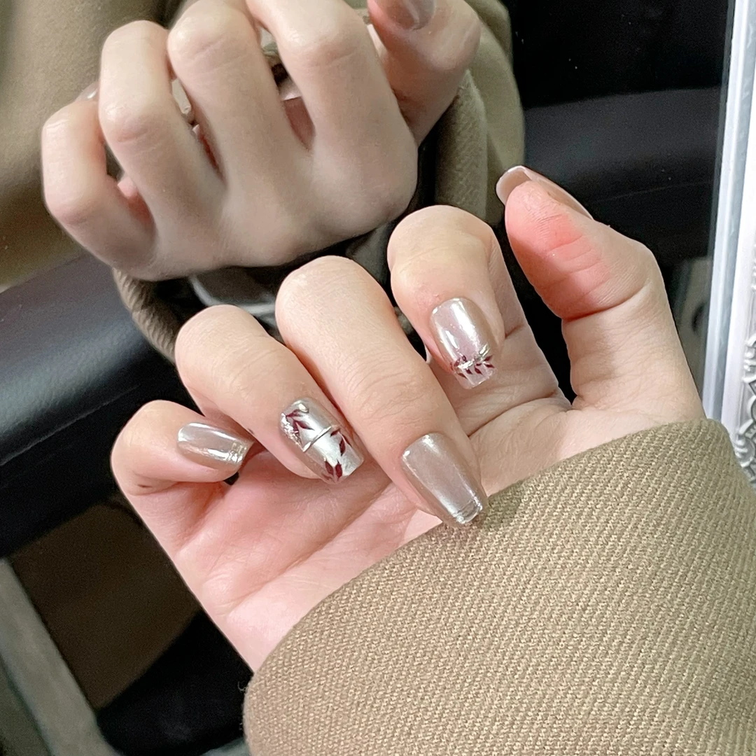 【秋殇落叶】初恋穿戴甲秋冬气质显白渐变日常百搭款防水可拆卸