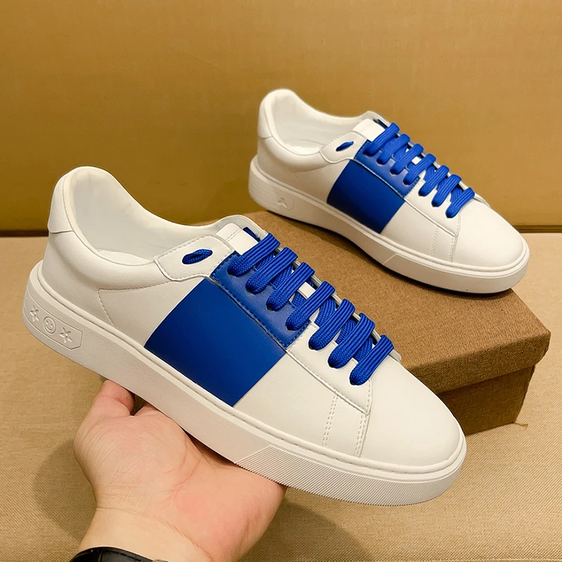 新款轻奢透气时尚男鞋青年百搭系带休闲板鞋软底2025奢侈品低帮