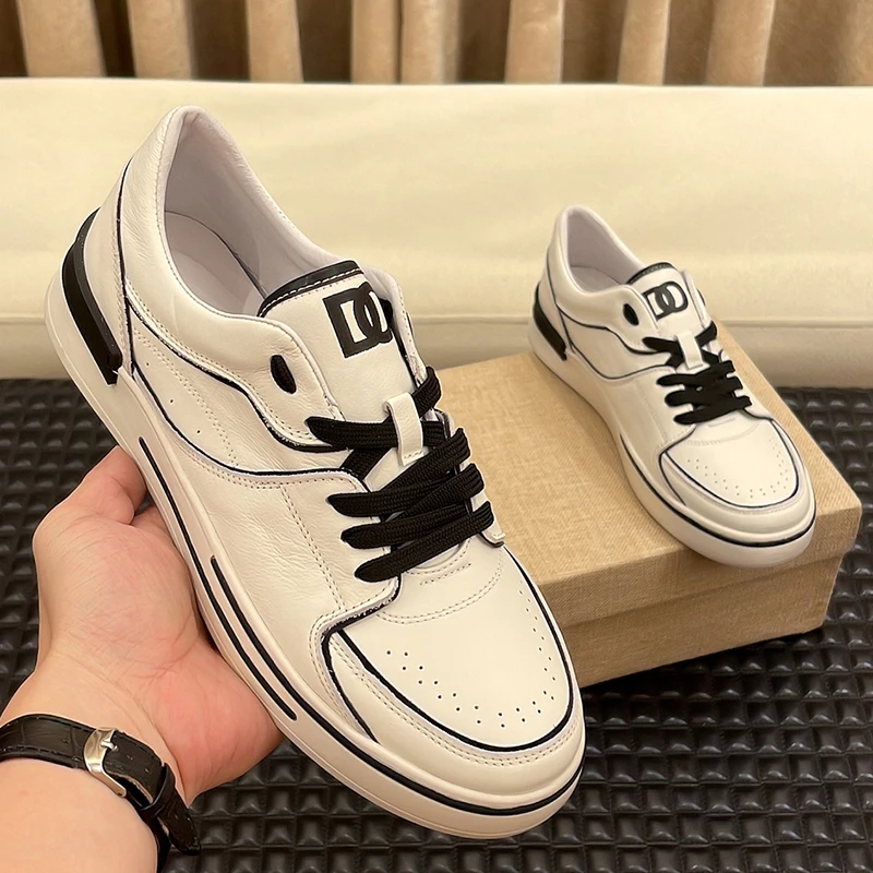 男款休闲鞋巴黎鞋子时尚真皮百搭透气小白鞋运动板鞋轻奢男士潮鞋