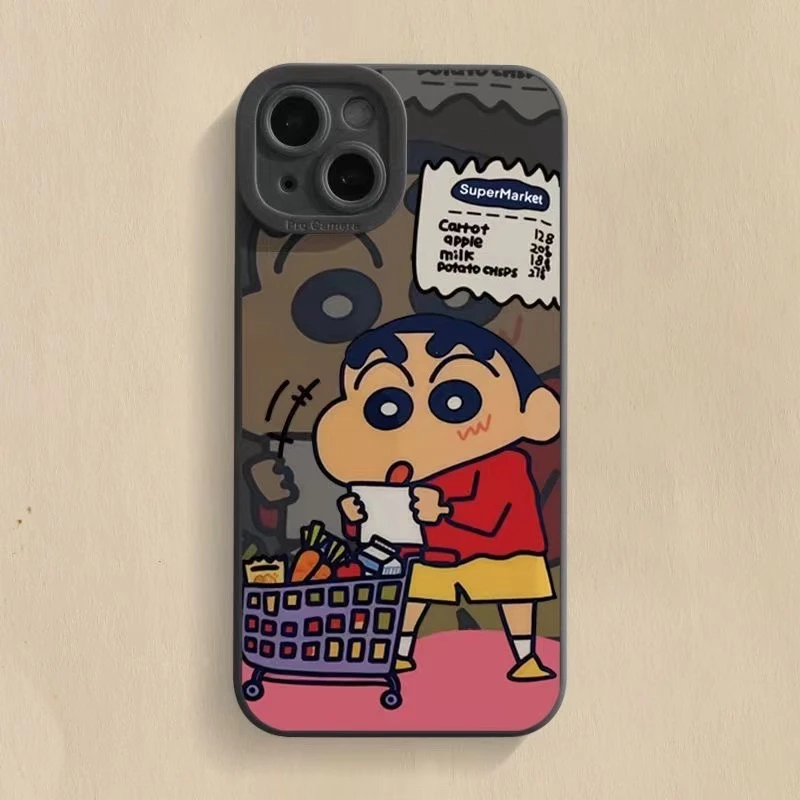 蜡笔小新苹果14手机壳磨砂iPhone13promax防摔12软壳11全包15硅胶
