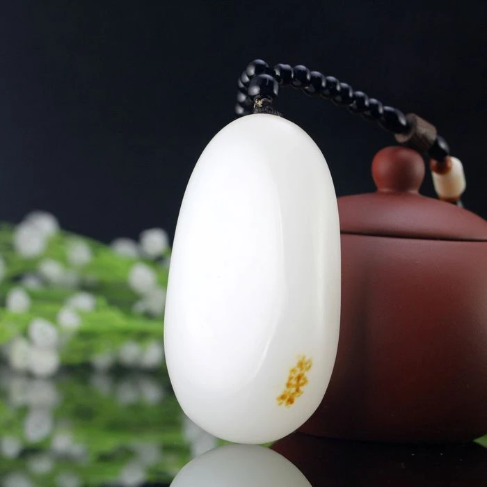 天然原石手把件阿富汗羊脂白色把玩件裸石带皮色挂件吊坠玉石摆件