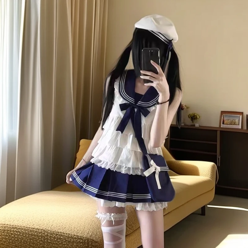 夏季海军领学院风水手服jk制服套装裙可爱少女感上衣高腰短裙套装
