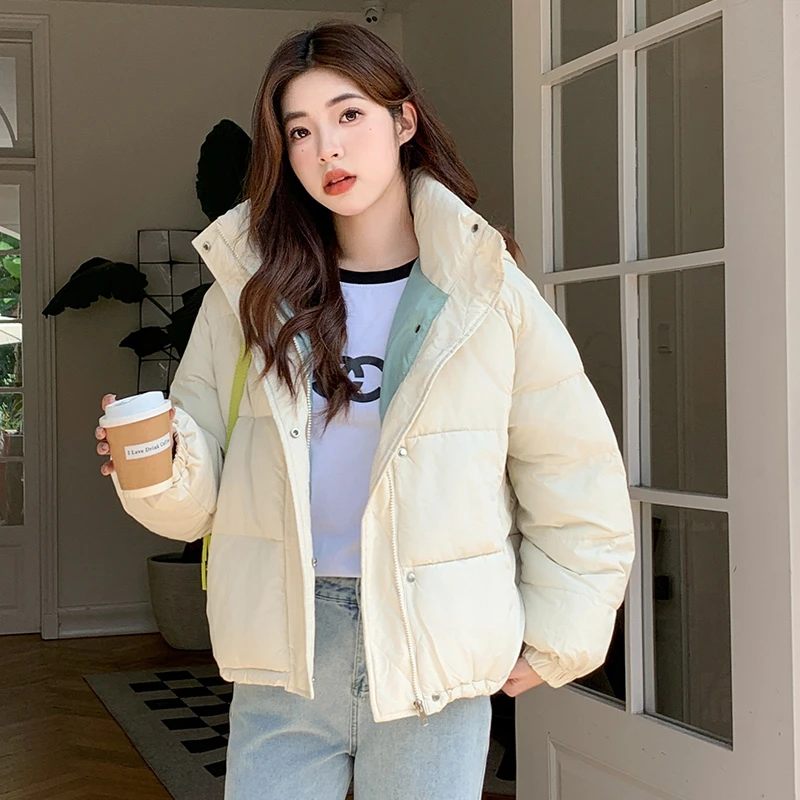 棉衣棉服女2023新款冬季韩版宽松学院风加厚小个子连帽面包服外套