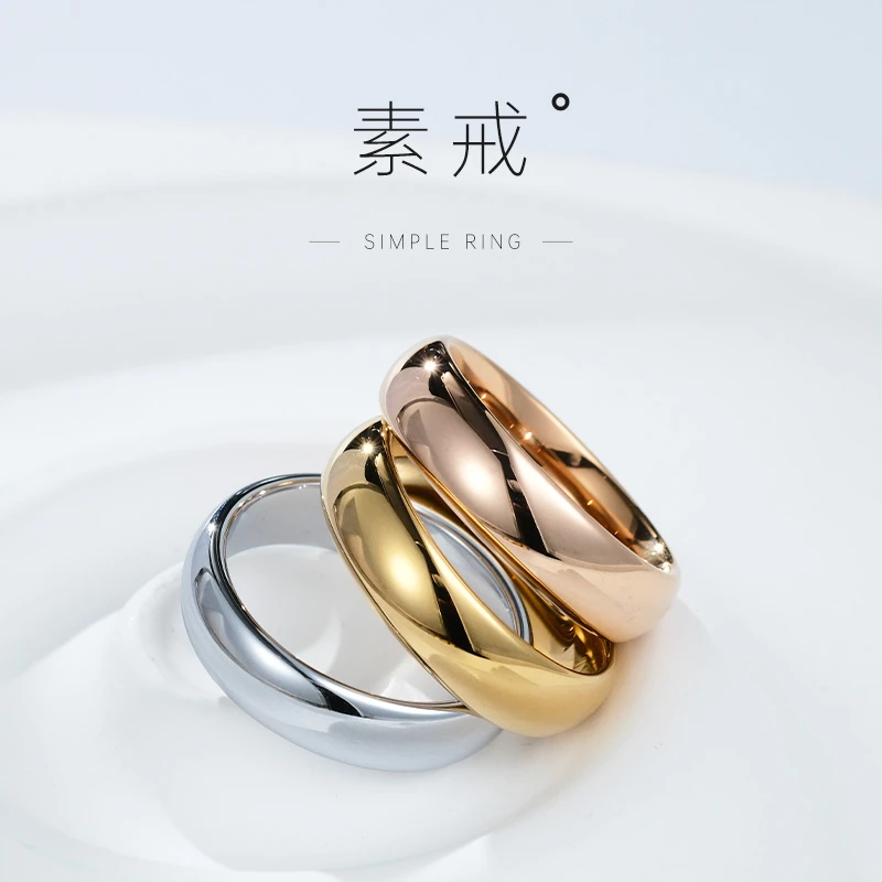 钨合金戒指 男士时尚百塔不小众指环简约经典素圈女士情侣对戒111