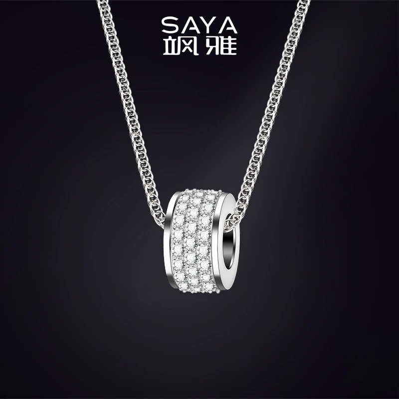 钨合金合成锆石吊坠 飒雅轻奢时尚高级满钻男士项链情侣项链D123