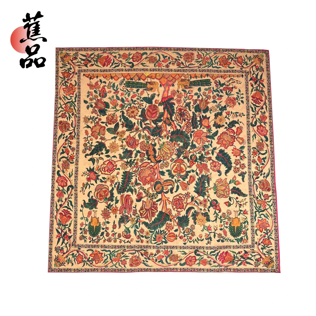 SJ976【锦上添花】中式风气质时尚女士花萝方巾披肩双面双戴140*140