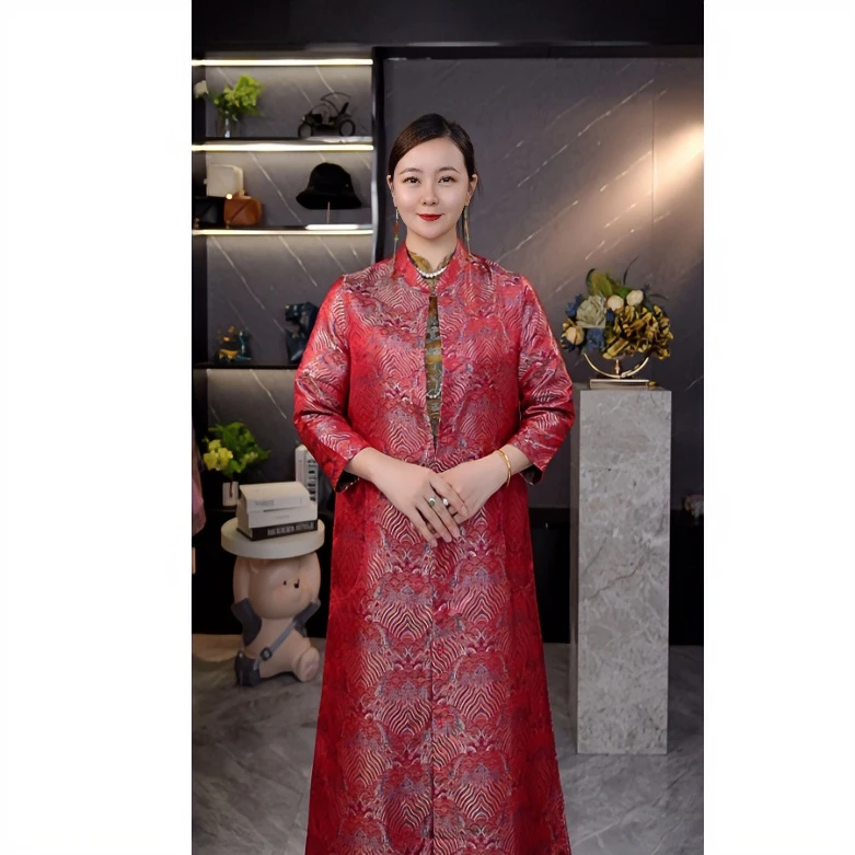 SJ870【媚澜】大气新中式国风复古外套女士气质风衣双面双穿