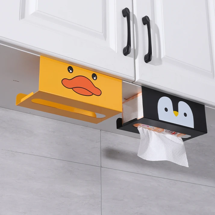 厨房纸巾架免打孔铁艺用纸架 家用餐巾纸挂架橱柜门抽纸盒壁挂式