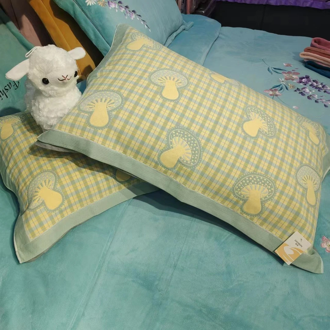 纯棉纱枕巾52*80CM透气高档加厚