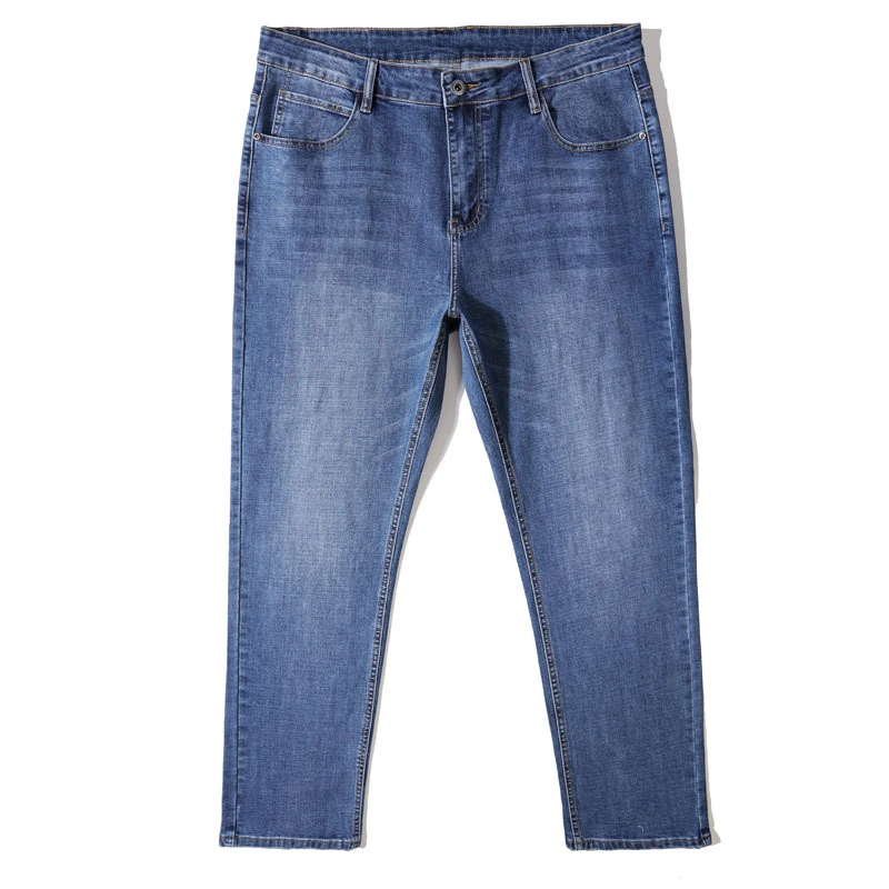 LIUGEJIA/六个加清仓大码浅蓝商务男士直筒裤子休闲宽松牛仔裤672