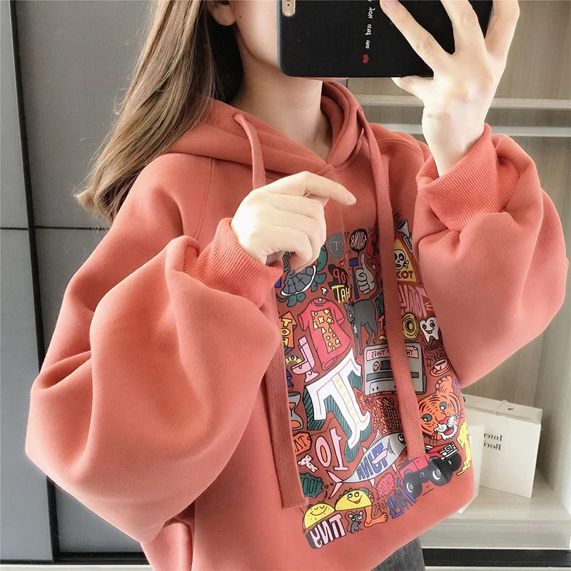 女童加绒卫衣2023新款儿童洋气连帽大童小女孩春秋上衣休闲潮童装