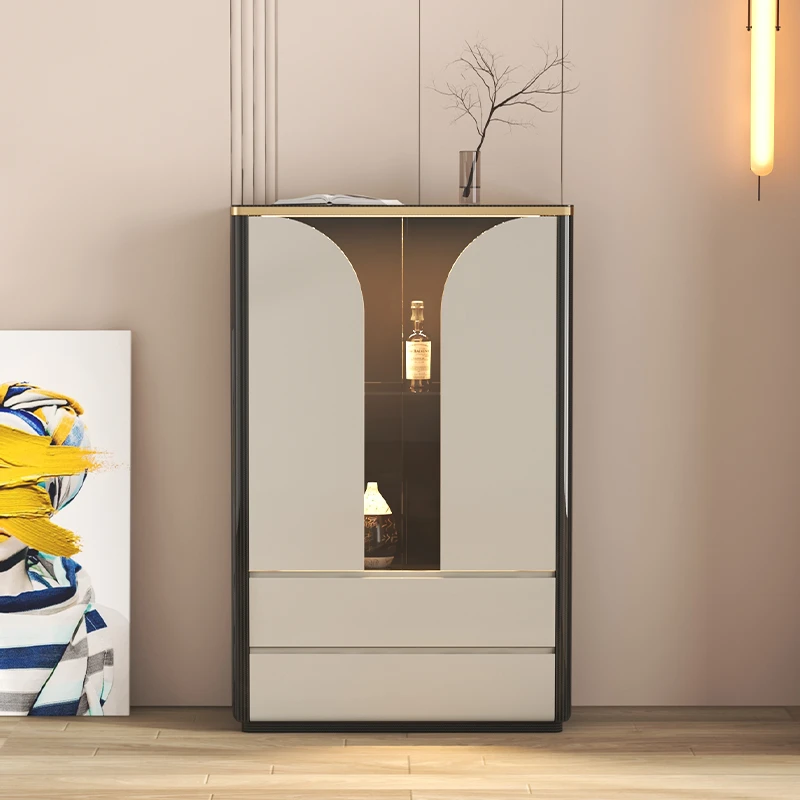 现代轻奢玻璃酒柜展示柜靠墙餐厅酒橱简约时尚设计师款烤漆储物柜