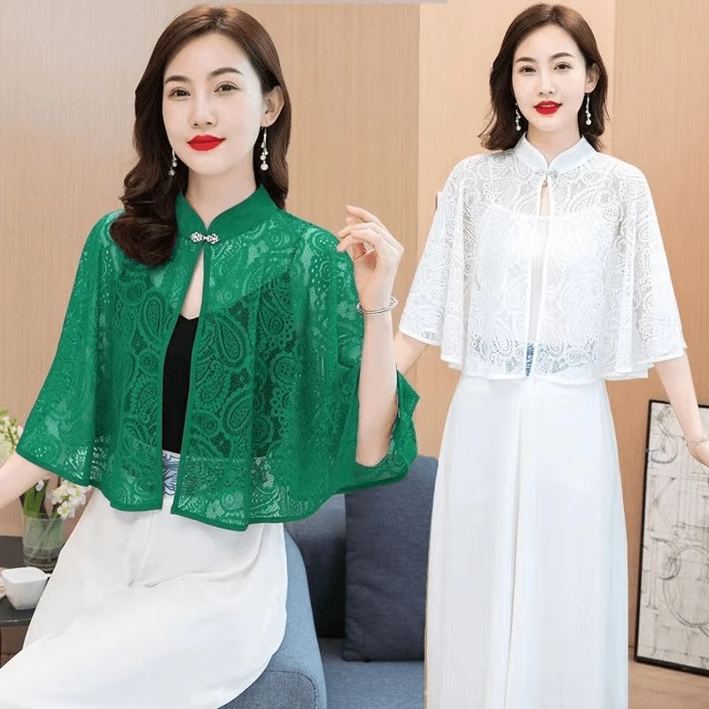 高雅披肩外搭防晒衣女外穿高档气质斗篷披肩夏天薄款两用复古风