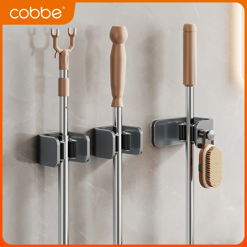 卡贝壁挂拖把夹浴室卫生间免打孔强力壁挂式置物架拖把架无痕挂钩