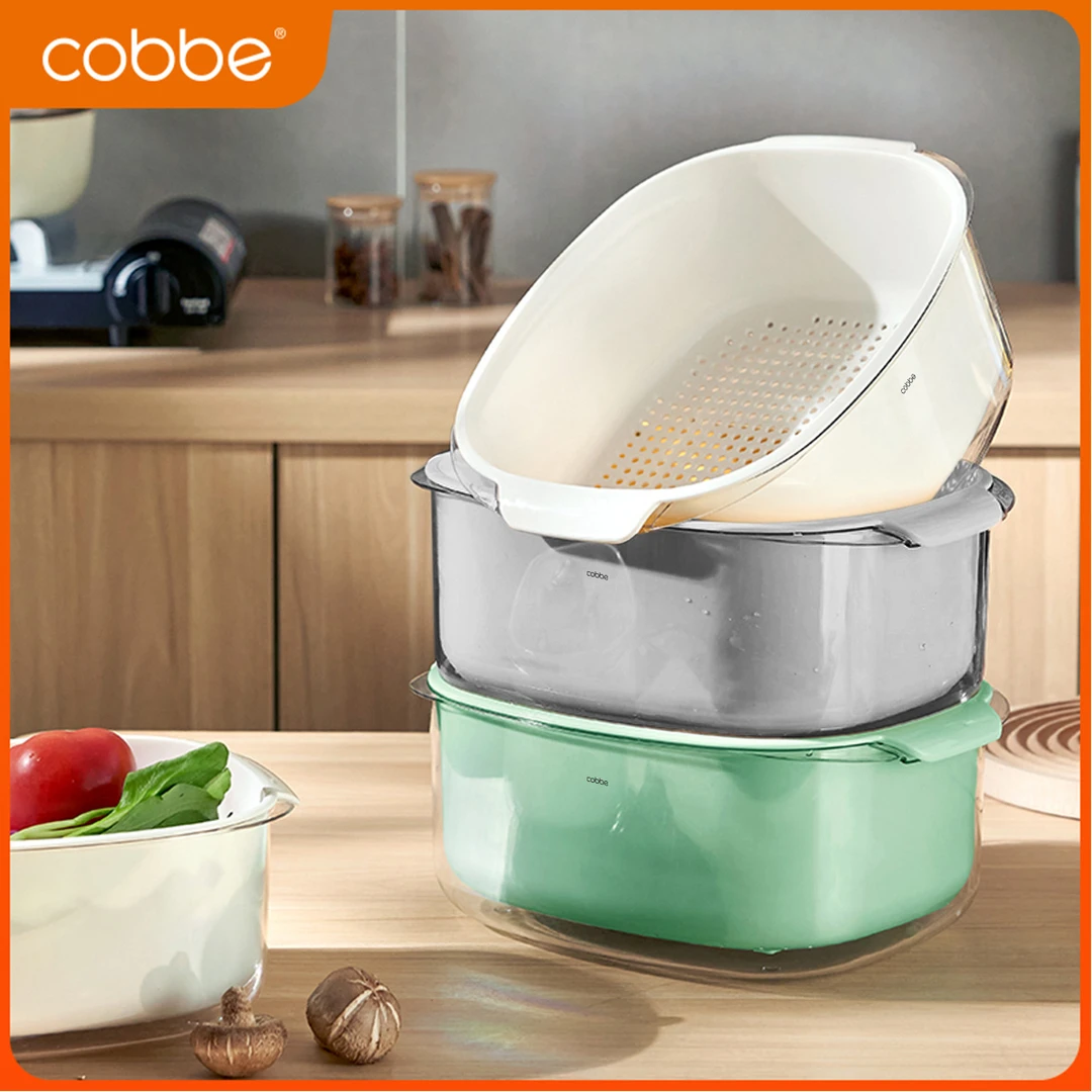 卡贝双层沥水篮厨房家用洗菜盆水果蔬菜盘篮洗菜神器淘米沥水菜篮