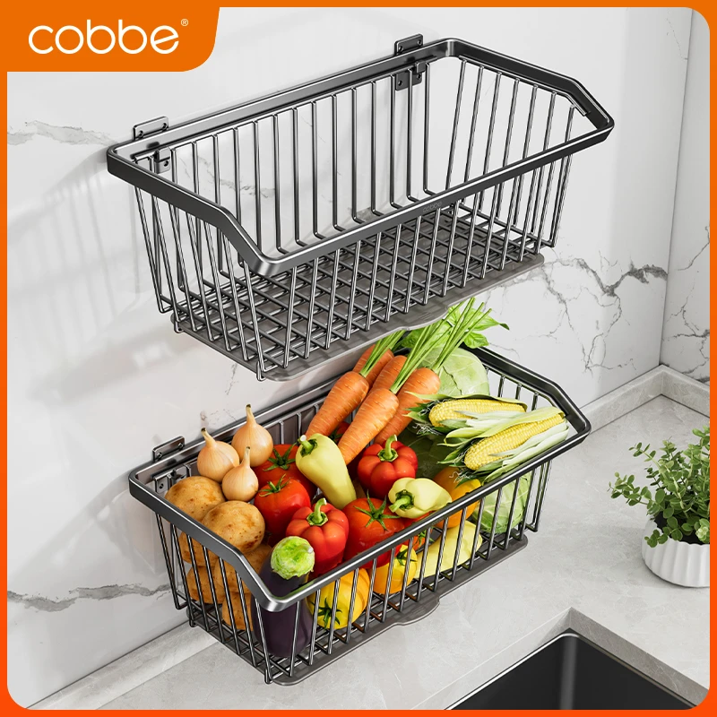卡贝304蔬菜挂篮壁挂置物架果篮果蔬收纳架厨房置物架大全最新款