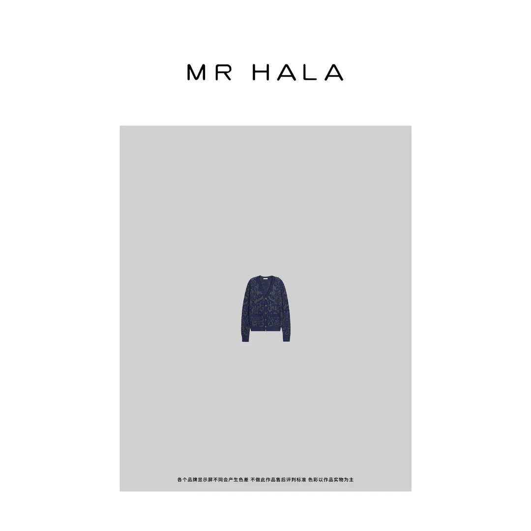 MRHALA 嵌花羊毛工艺针织开衫女 LM50726