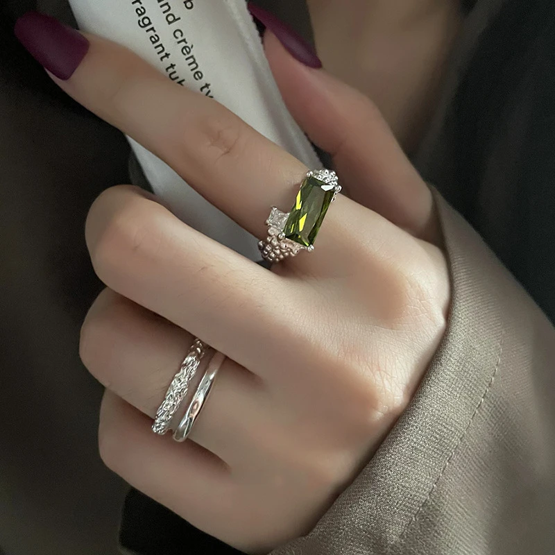 韩版小众设计坑面不规则双层戒指女时尚简约气质百搭高级开口指环
