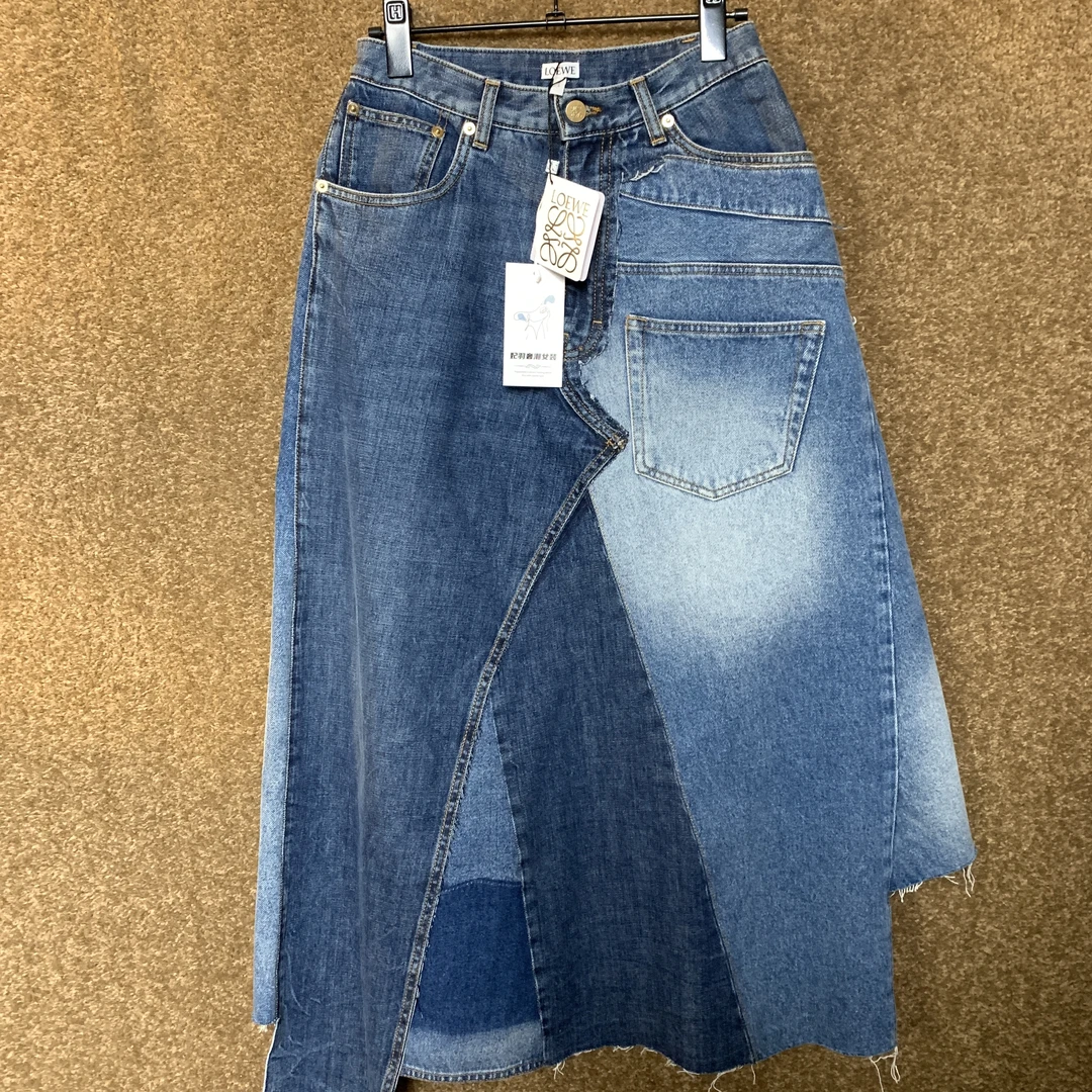 99新 LOEWE/罗意威 不规则拼接半身裙 36码  41009