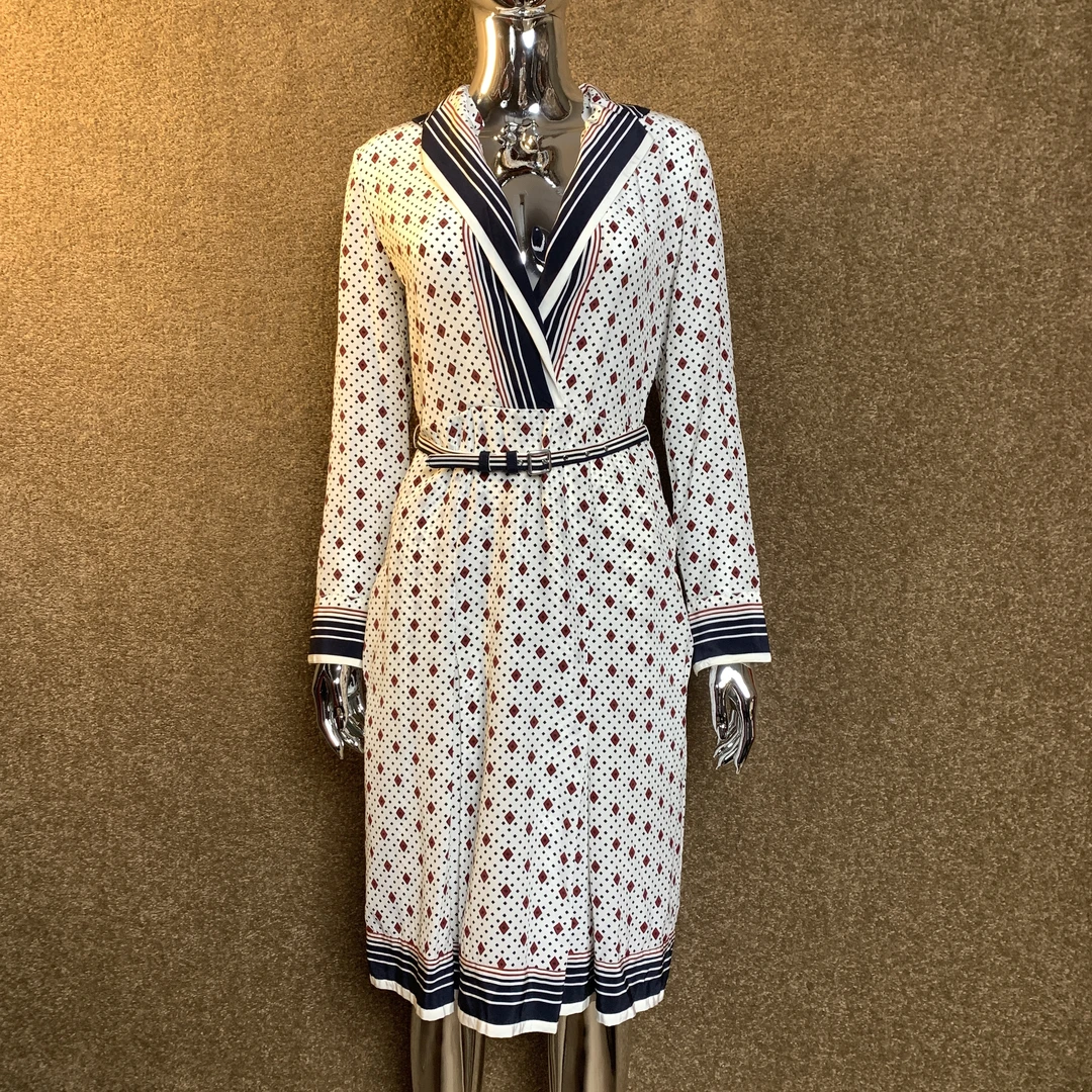 99新 Celine/思琳 桑蚕丝波点长袖连衣裙 36码 41648