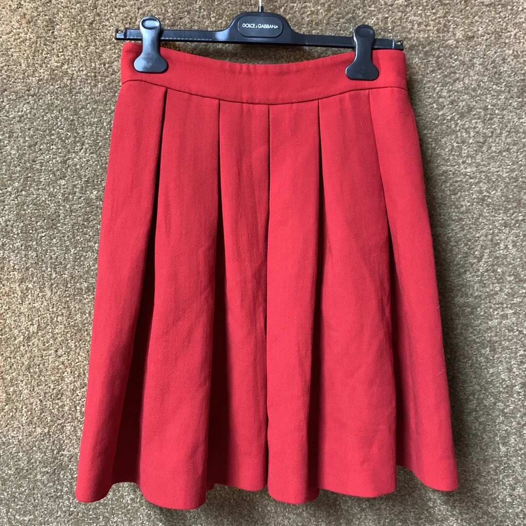 99新  DG 原毛/桑蚕丝 红色百褶裙 44码